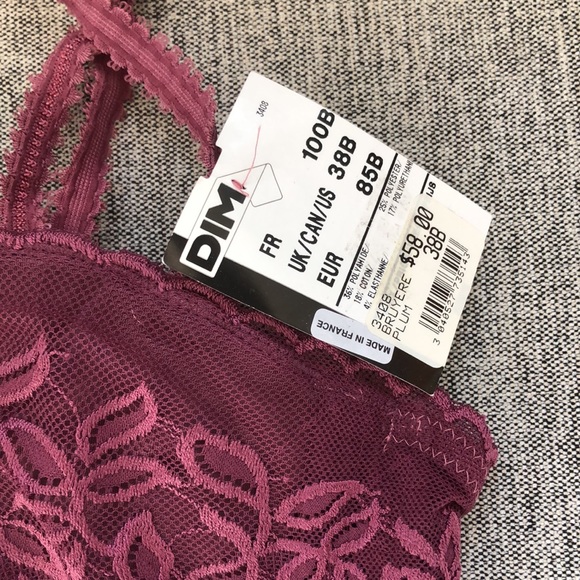 New DIM France purple strapless bra thong 38B M - Picture 4 of 9
